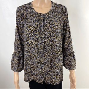 Anthropologie Maeve button down blouse bell sleeves floral size XL